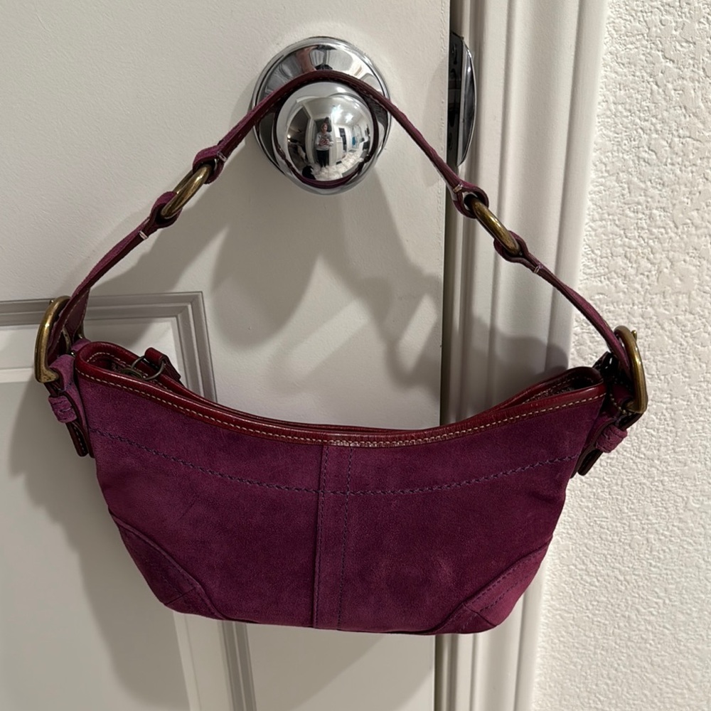 Suede Shoulder Bag - Burgundy